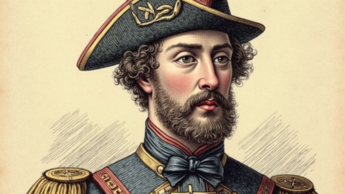 Een vintage illustratie van een 17e-eeuwse soldaat met een strikje