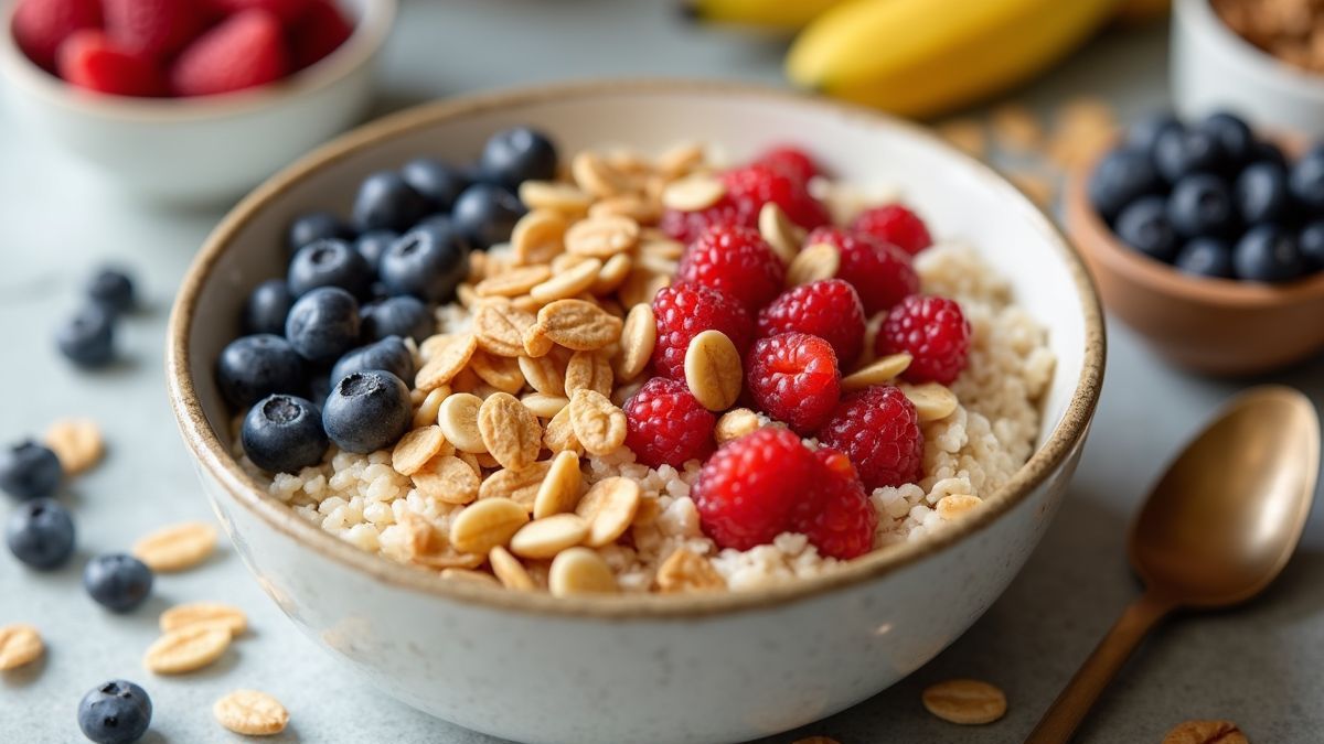 Een voedzame kom havermout met fruit en noten