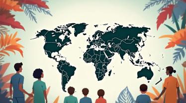 Een wereldbol omringd door zorgprofessionals en gezondheidsicons