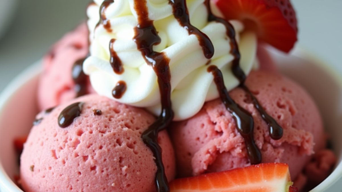 Een zelfgemaakte aardbeien sundae