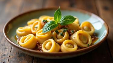 Tortellini being made in an Italian kitchen