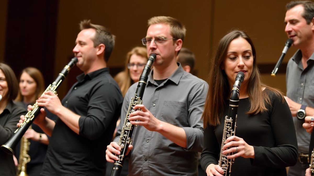 Enthousiaste muzikanten genieten van een klarinet evenement.