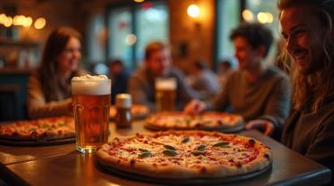 Eten en drinken met vrienden op de Bier- en Pizzadag