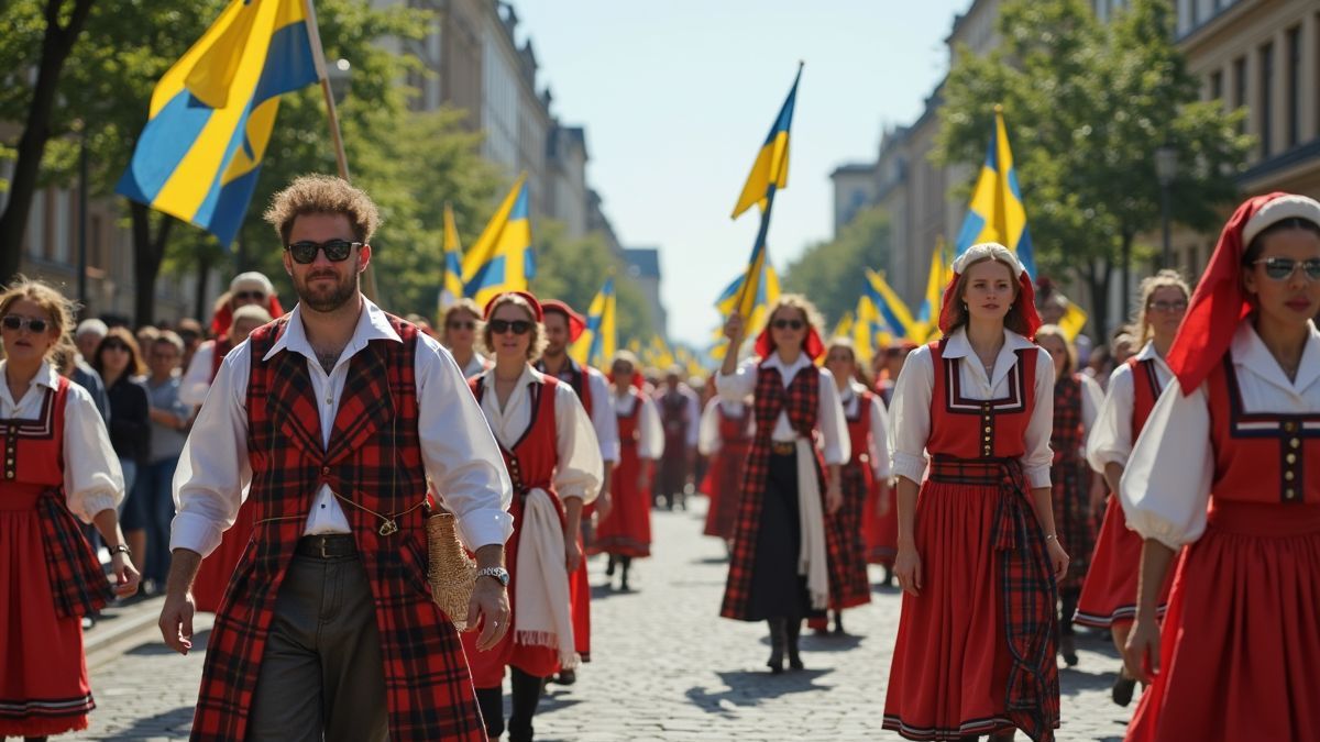 Feestelijke straatparade op de Nationale Feestdag