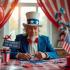 Feestelijke versiering ter gelegenheid van Uncle Sam Dag.
