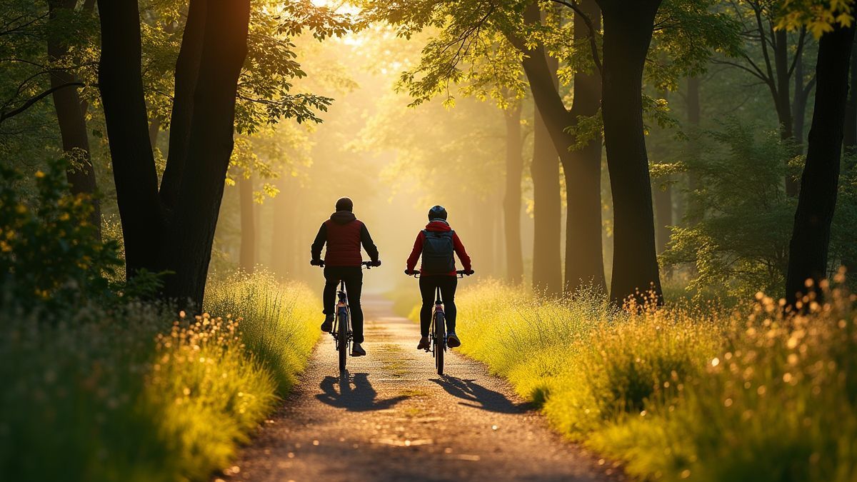 Fietsers in de Ardennen onder zonlicht.