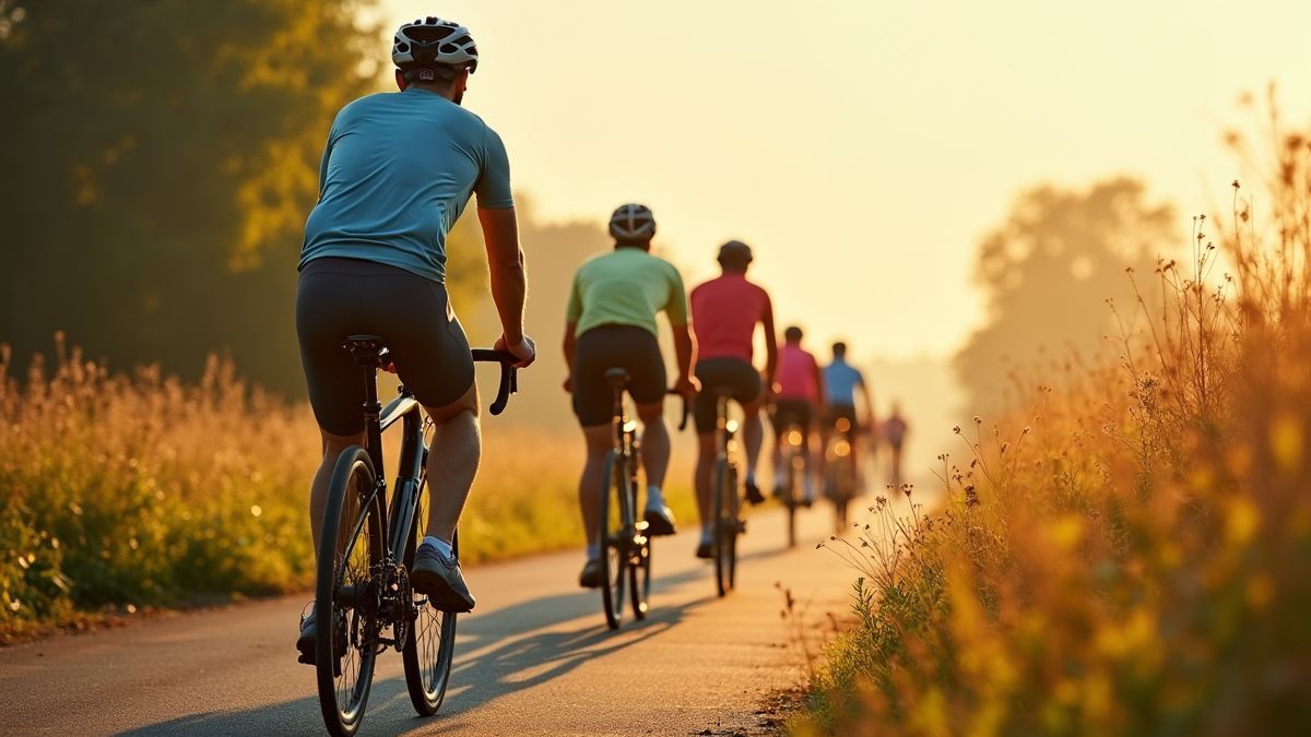 Fietsers in de Belgische natuur op een zonnige dag.