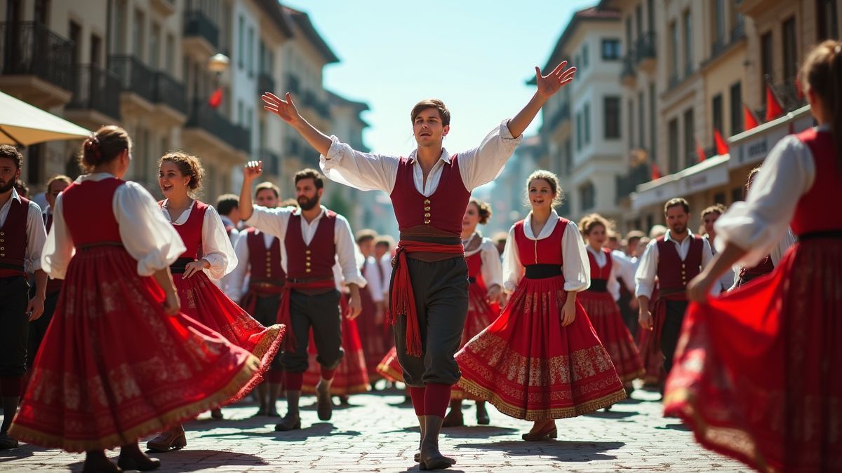 Folklore dansers tijdens eenheiddag viering