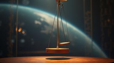 Foucault pendule slingert met de aarde op de achtergrond