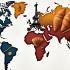 Franse taal symbolen op wereldkaart