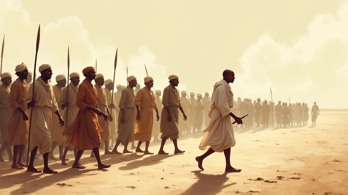 Gandhi tijdens de Zoutmars