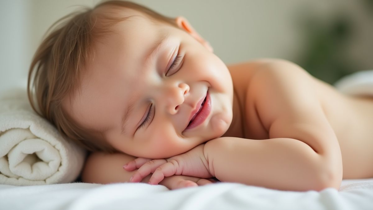 Gelukkige baby slaapt na massage