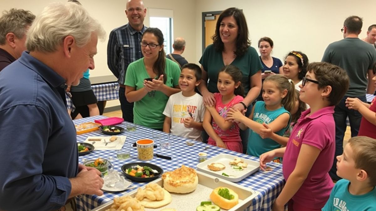 Gemeenschapsevenement over voedselveiligheid met kinderen en ouders