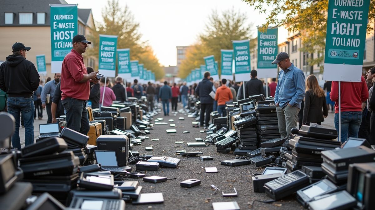 Gemeenschapsevenement voor het recyclen van oud elektronisch afval.