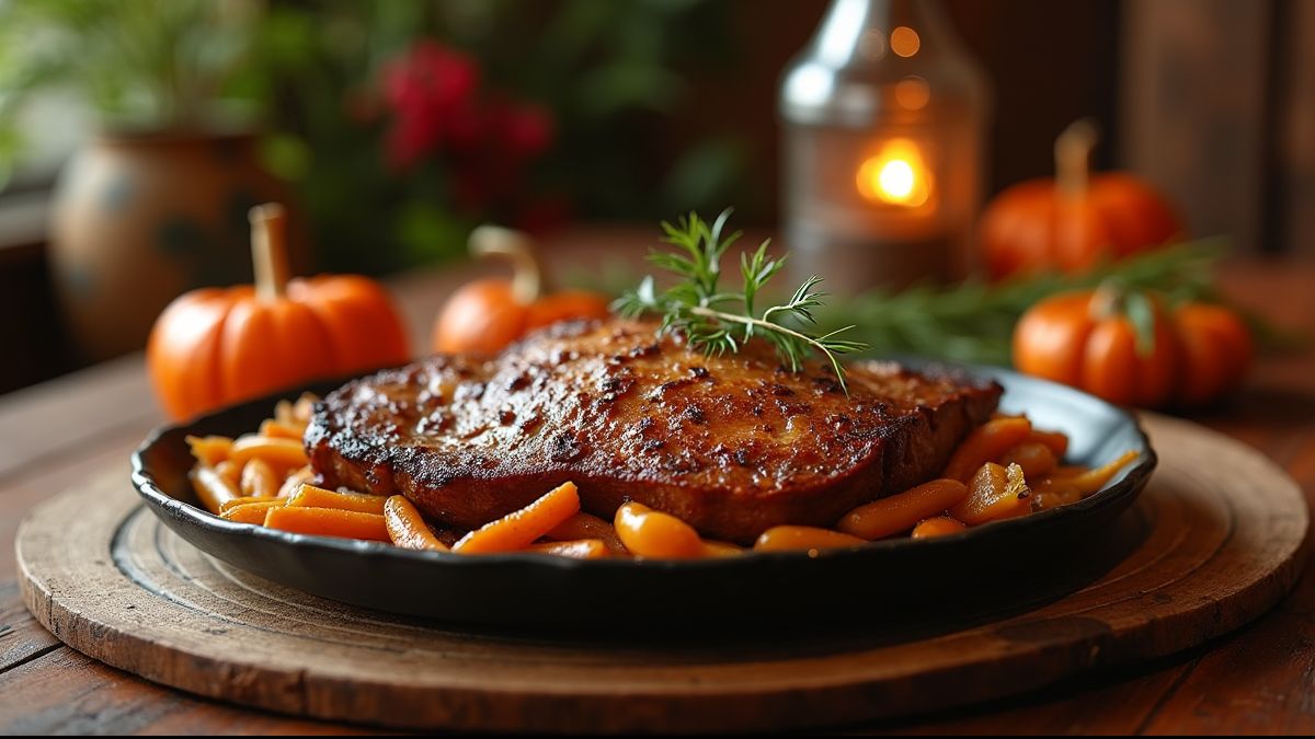 Gerecht met hertenvlees in restaurant