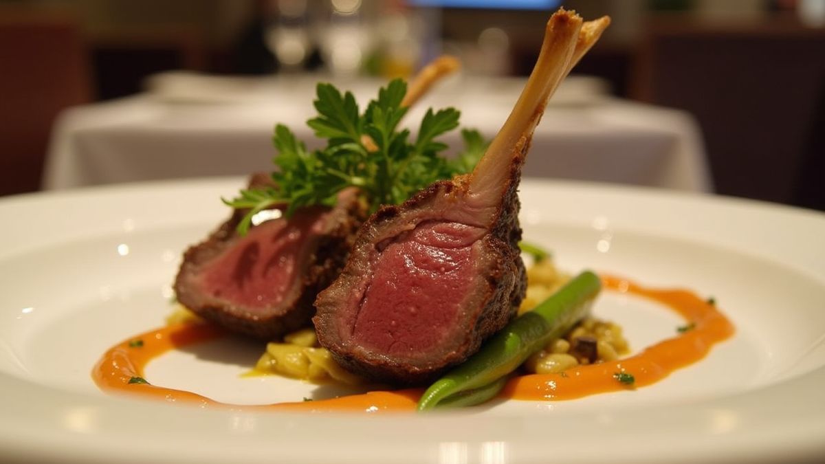 Gerecht met hertenvlees in restaurant.