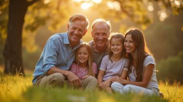 Gezellige familiebijeenkomst in een woonkamer