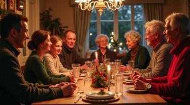 Gezellige familiekerstbijeenkomst