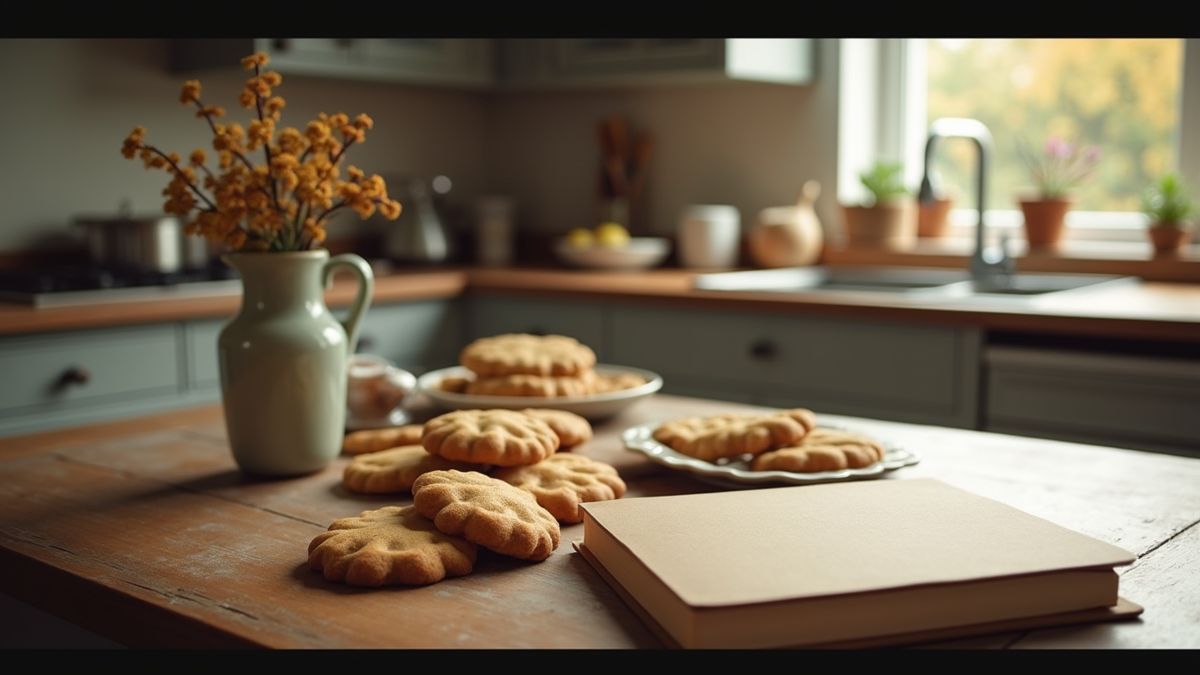 Gezellige keuken met versgebakken raindrop cookies