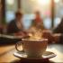 Gezellige koffieshop met dampende koffie