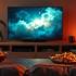Gezellige opstelling voor Binge Dag met TV en snacks