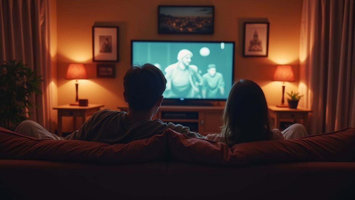 Gezellige woonkamer met Franse film