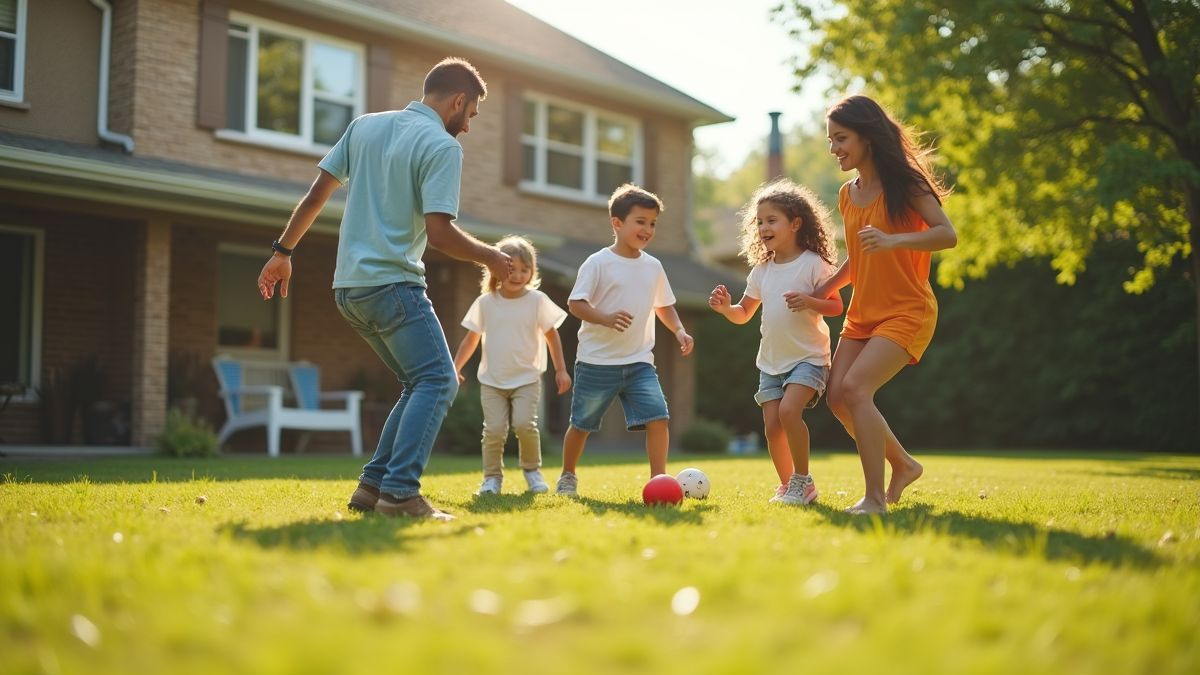 Gezin dat croquet speelt in de achtertuin