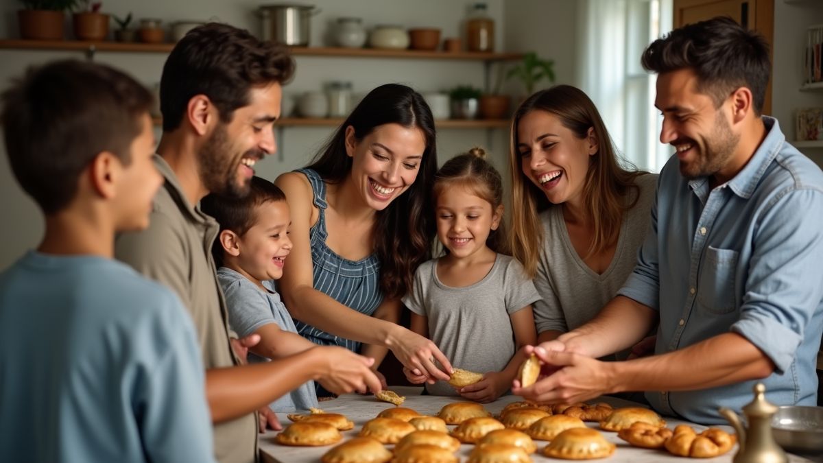 Gezin dat empanadas maakt ter ere van Onafhankelijkheidsdag