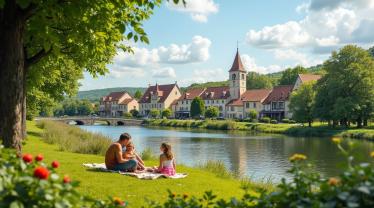Gezin geniet van zomer in Wallonië