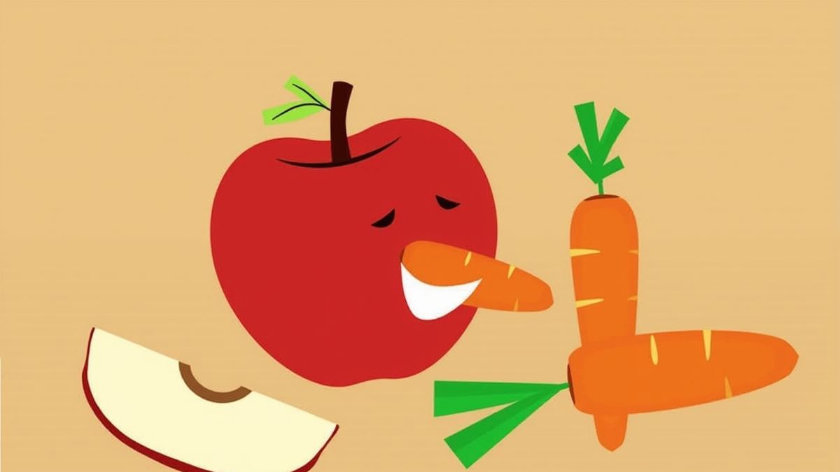 Gezondere snacks zoals appels en wortels voor frisse adem.