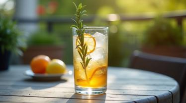 Gin tonic met rozemarijn op een Belgisch terras