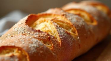 Golden brown French baguette