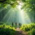 Groen bos met zonlicht