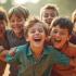 Groep blije jongens die samen spelen