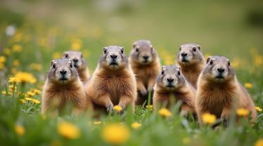 Marmotten in een bergachtig landschap