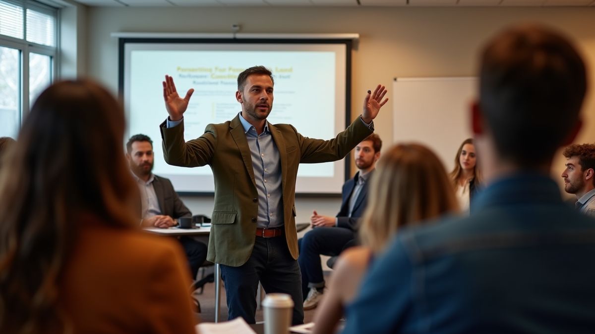 Groep mensen bezig met een workshop publiek spreken