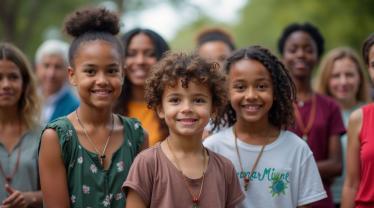 Groep mensen bij een gezondheidsevenement