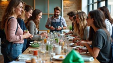 Groep mensen op een zero-waste evenement