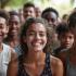 Groep mensen viert Wereld Vitiligo Dag.