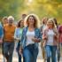 Groep mensen wandelend in het park