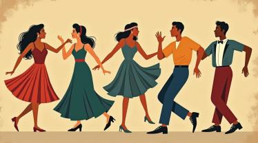 Een enthousiaste groep mensen die Lindy Hop danst