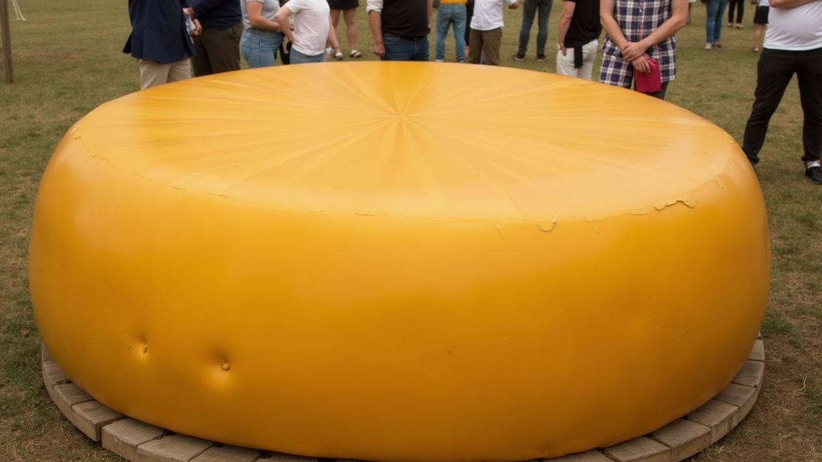 Groot cheddar kaaswiel op een traditioneel kaasfestival