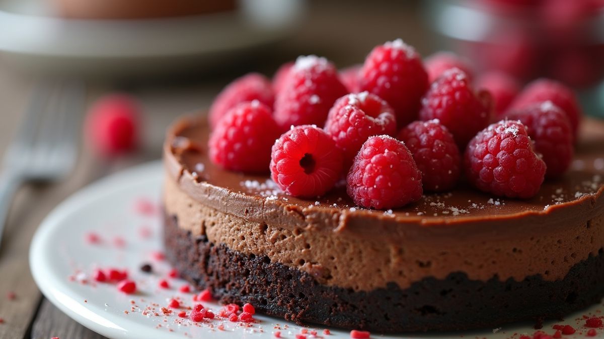 Heerlijke chocolade-frambozen cheesecake