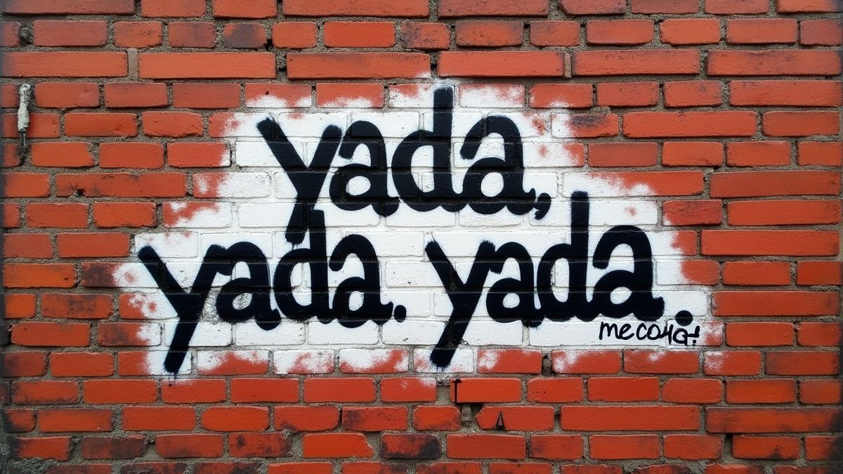 Het iconische gezegde 'yada yada yada' in graffiti stijl.