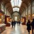 Het interieur van een museum met historische voorwerpen.