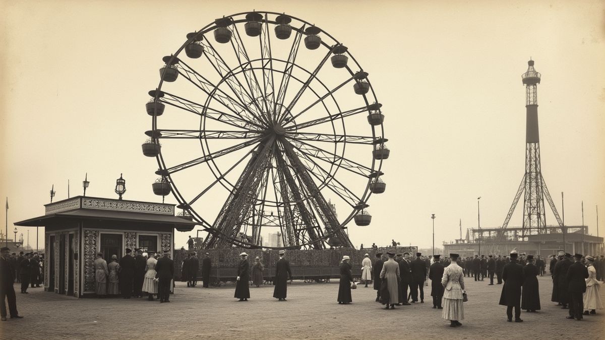 Historical image from the first Ferris wheel in 1893.