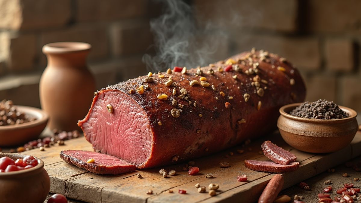 Historische afbeelding van brisket bereiding