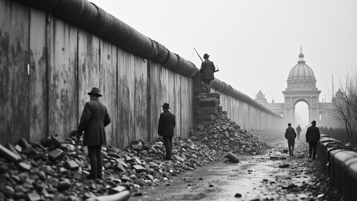 Historische foto van de val van de Berlijnse Muur