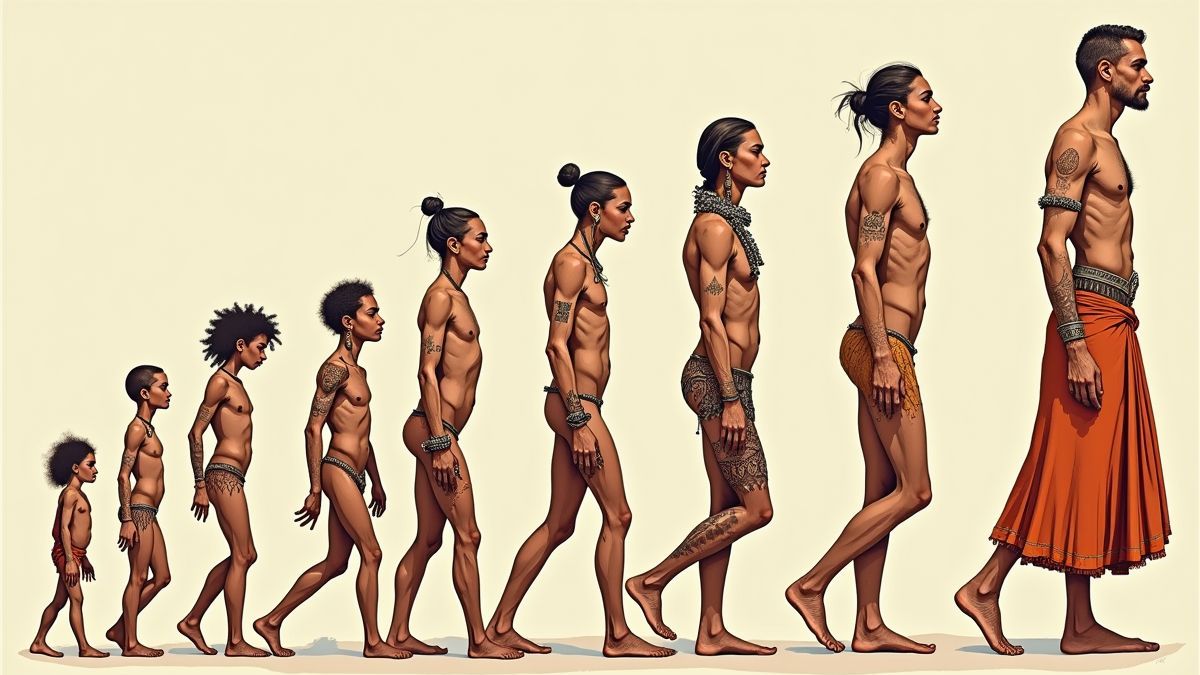 Historische illustratie van de evolutie van lichaamspiercings