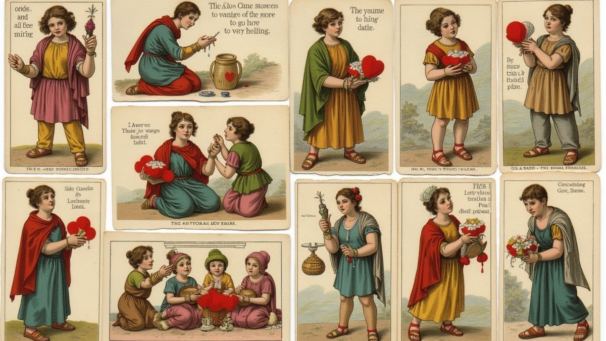 Historische illustratie van oude wenskaarten
